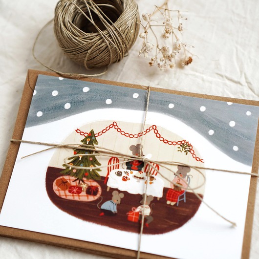 kartki świąteczne Kartka świąteczna  - Soft Winter  koperta w zestawie