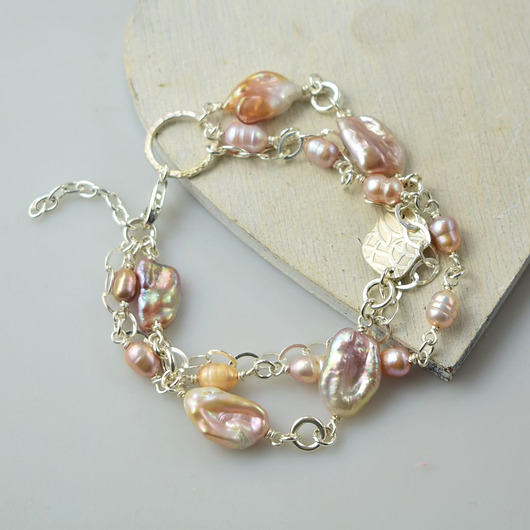 bransoletki z kamieni naturalnych Perły w srebrze - bransoletka