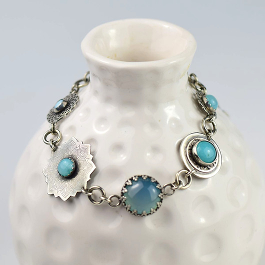 bransoletki z kamieni naturalnych Vivian - bransoletka z amazonitem, chalcedonem i larimarem