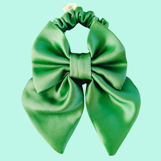 gumki do włosów Gumka jedwabna, scrunchie, frotka z kokardą królowa szmaragdów