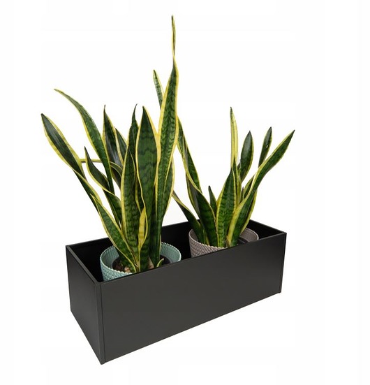 doniczki Donica metalowa Rodos na parapet 60 cm, CZARNA