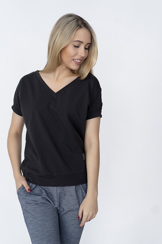 Bluzka V-NECK - antracyt Lillow