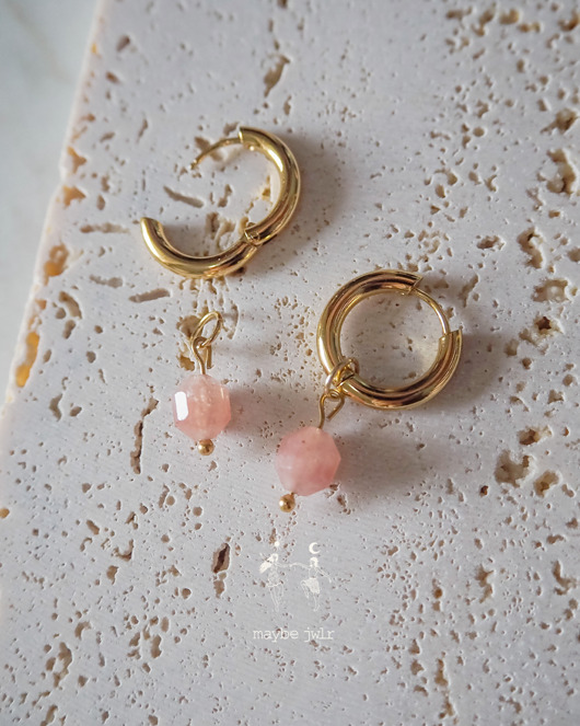 kolczyki z kamieniami Kolczyki 2w1 z zawieszką z kamienia naturalnego