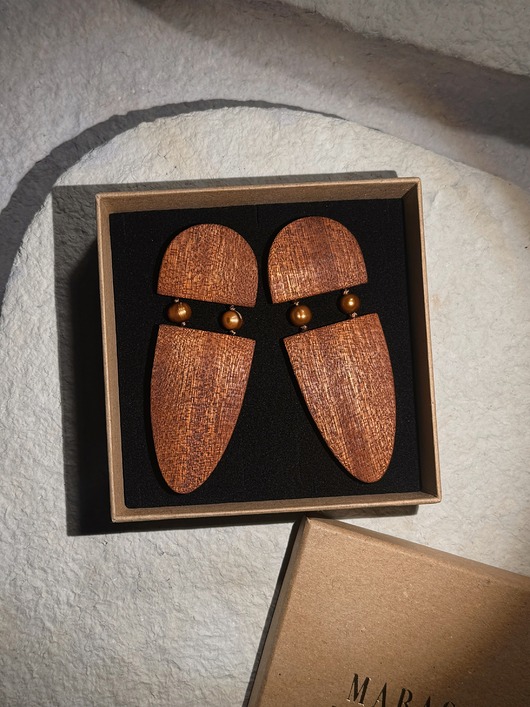 kolczyki drewniane Drewniane kolczyki Sahara Pearl