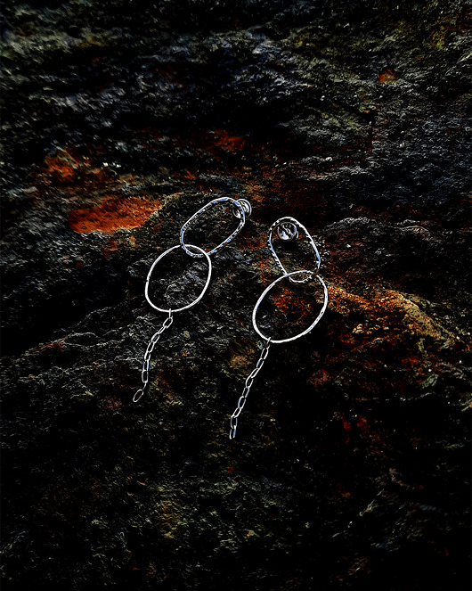 kolczyki srebrne Kolczyki srebrne Elipsy Młotkowane Kolekcja RAW