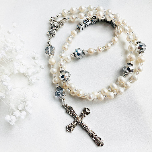 komunia - pozostałe Różaniec z imieniem,  CHRZEST KOMUNIA prezent