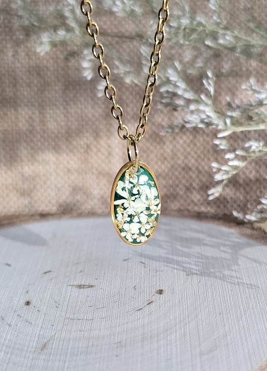 wisiory Wieczne kwiaty zielone prawdziwe kwiaty wisiorek dzika marchew