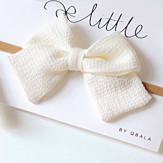 Opaska z kokardką na głowę, Nude - soft white Little by qbala