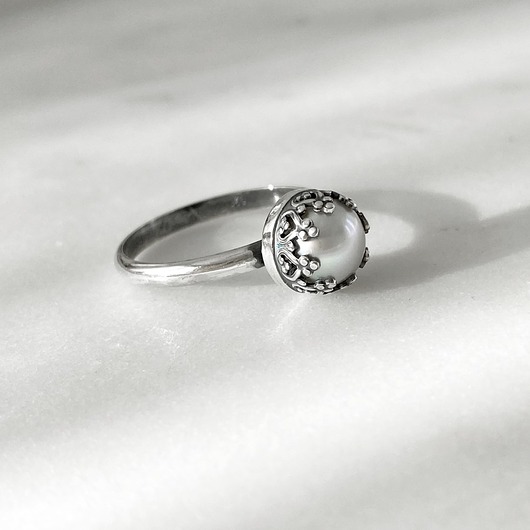 pierścionki srebrne Pierścionek Koronkowa perła