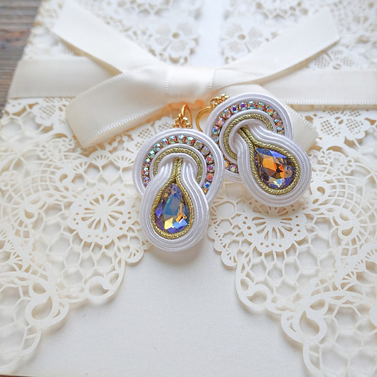 Blink Blink- ślubne kolczyki soutache Mró Soutache