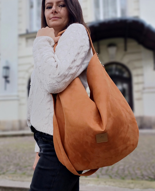 torby na ramię Duża torba worek zamszowa Ruda