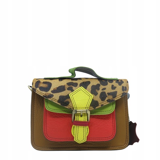 torby na ramię Torebka damska skórzana listonoszka kolorowa rączka regulowany pasek OLIVKA