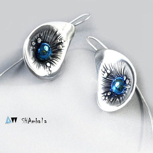 Elegancie kolczyki srebrne z tytanem ROSSA SHAMBALA