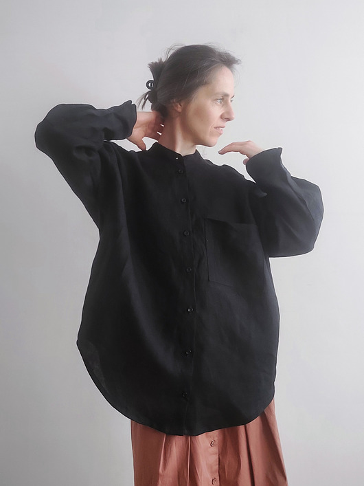 koszule damskie  100% len koszula oversize BLACKSTAR