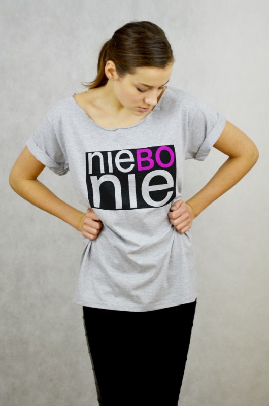 NIE BO NIE - Koszulka Oversize szara T-shirt GAU great as You