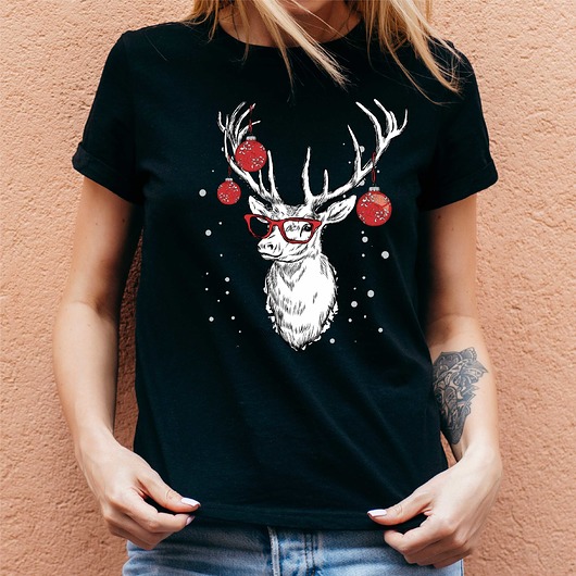 t-shirt damskie Koszulka damska organiczna Świąteczny jeleń