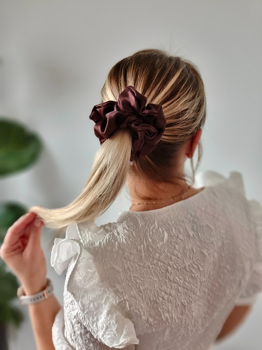 gumki do włosów Gumka jedwabna, scrunchie, frotka chocolate dream MAXI