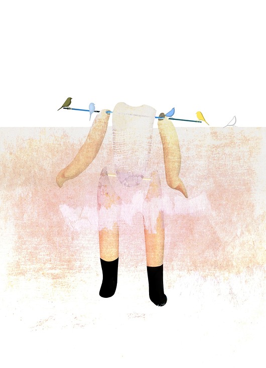 grafiki i ilustracje Laleczka z ptakami