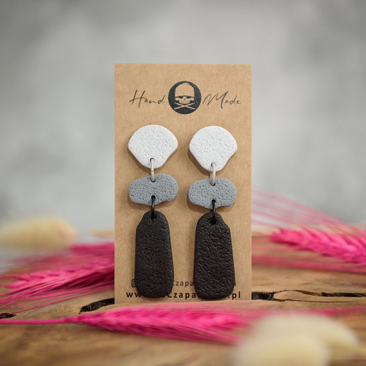 kolczyki z masy plastycznej Kolczyki Tamara - szare