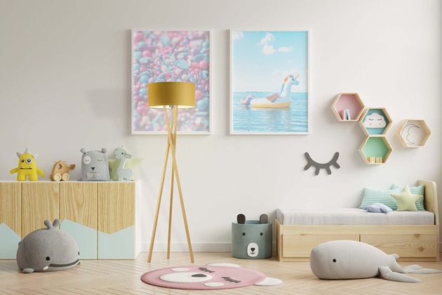 lampy do pokoju dziecka Drewniana lampa stojąca do pokoju dziecka ELX KIDS