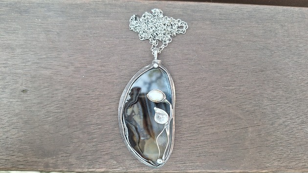 wisiory Agat i perła - wisiorek