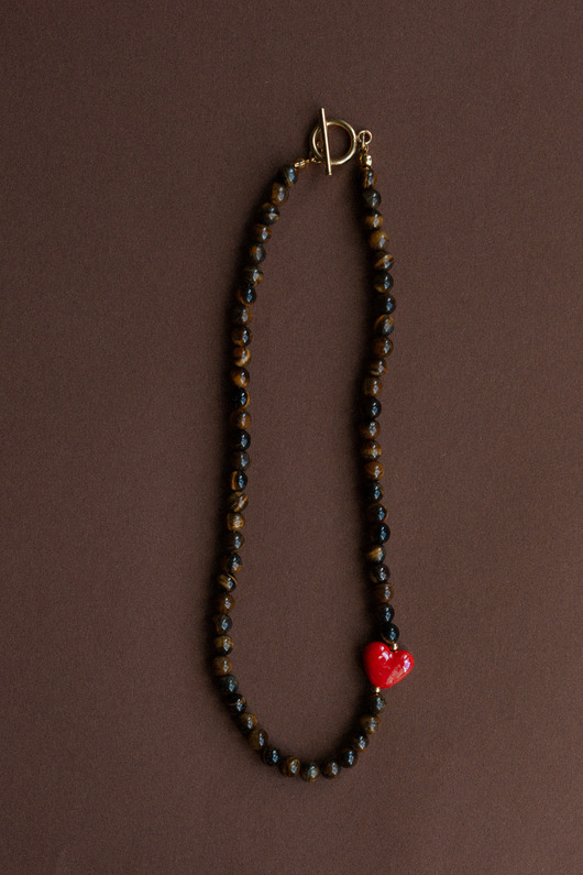 wisiory Naszyjnik tygrysie oko z sercem