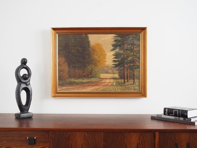 obrazy Obraz Jeleń przy drodze, skandynawski design, lata 70