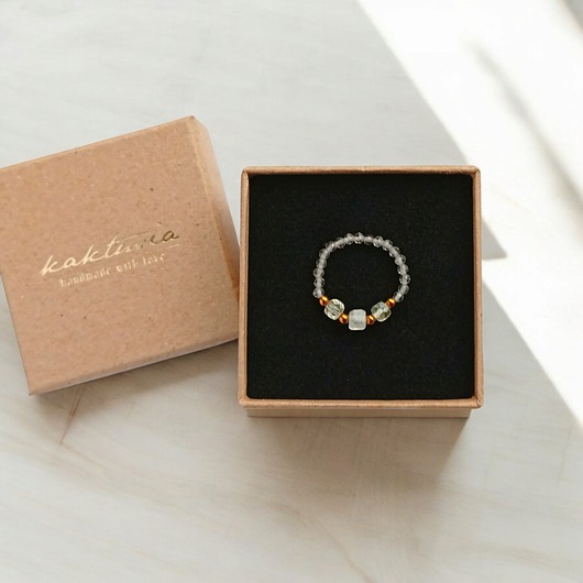 pierścionki elastyczne Pierścionek DOBROBYT - amulet - cytryn, kwarc dymny, kryształ górski