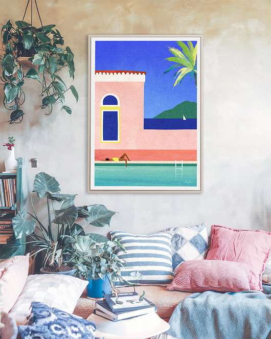 plakaty Letnie wakacje nad basenem - plakat fine art