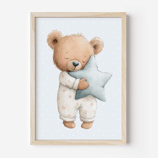 obrazy i plakaty do pokoju dziecięcego Plakat Na Ścianę Dla chłopca Niebieskie misie nr. 2