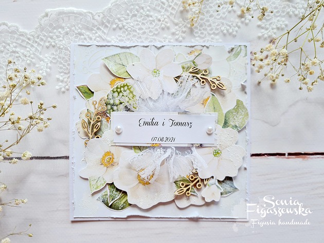 kartki scrapbooking Kartka ślubna w kopercie