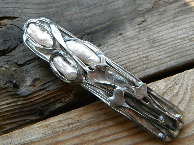 szuwary -  perły -  klamra do włosów Beata Trotter