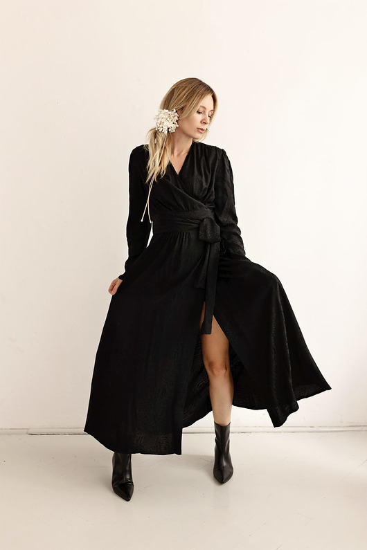 sukienki maxi damskie Sukienka kopertowa wrap dress long