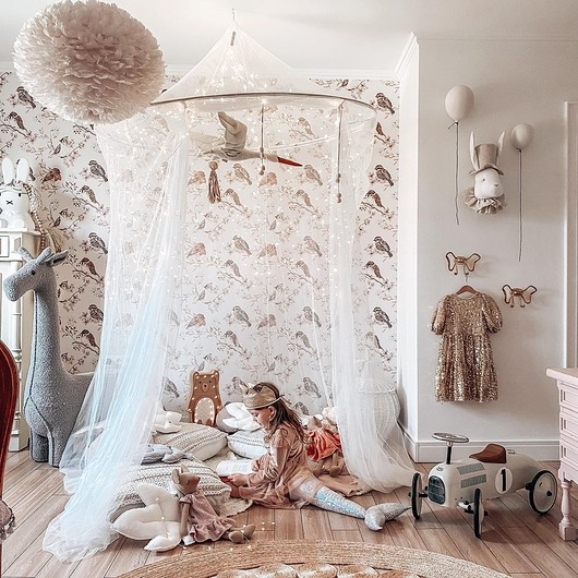 naklejki ścienne do pokoju dziecka Tapeta w ptaszki Birds White-Gray