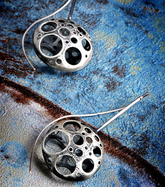kolczyki wire wrapping Srebrne kolczyki SILVER PLANET