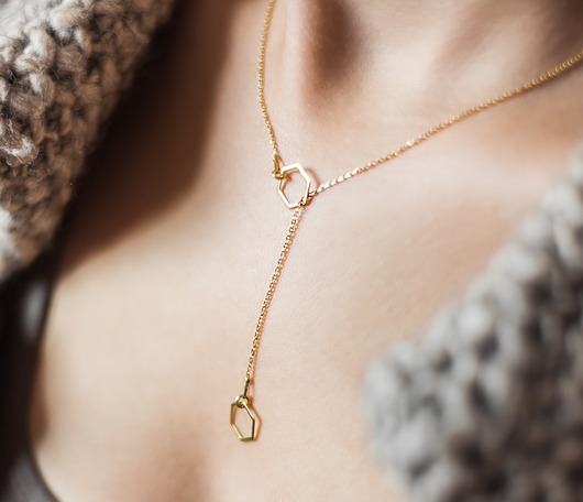 Naszyjnik sześciokąty- srebro 925 pozłacane Coccola JEWELLERY
