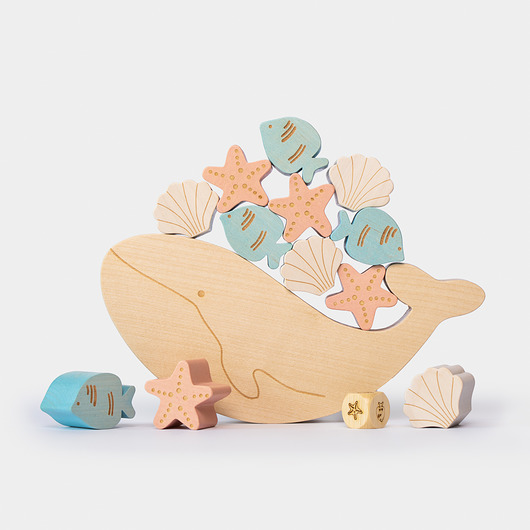 klocki i zabawki drewniane Gra balansujący wieloryb + personalizacja