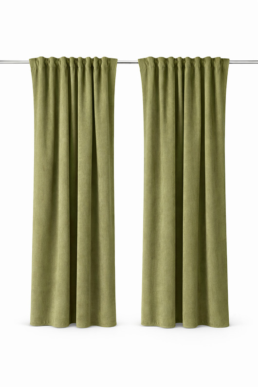 zasłony Welurowa zasłona w kolorze oliwkowym