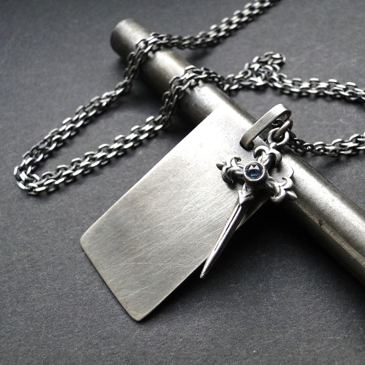 biżuteria męska Nieśmiertelnik  Brave Heart z topazem