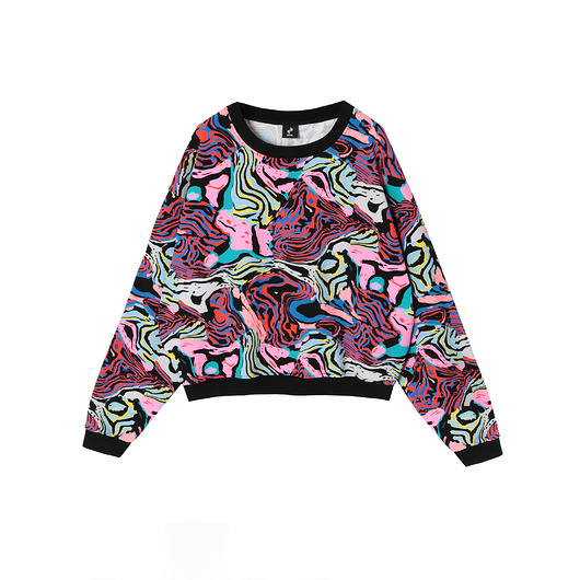 bluza bez kaptura damska Fika - Kolorowa wzorzysta bluza