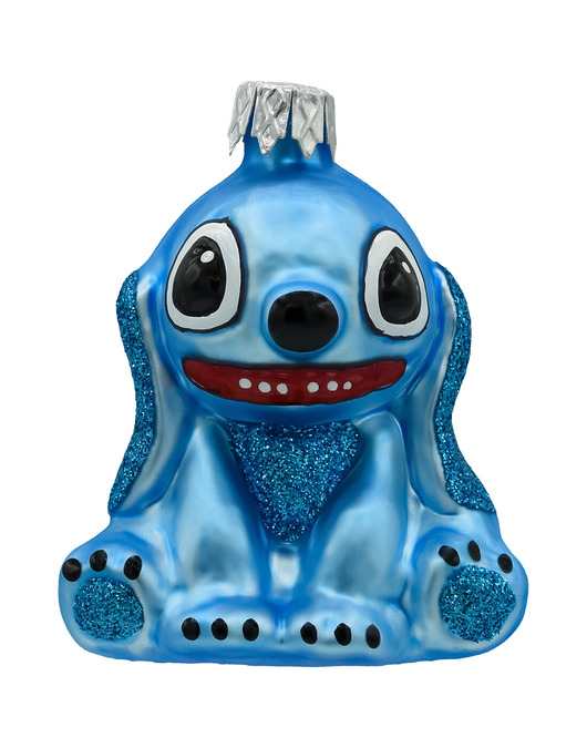 bombki Bombka choinkowa szklana ręcznie malowana: Stitch: błękitny