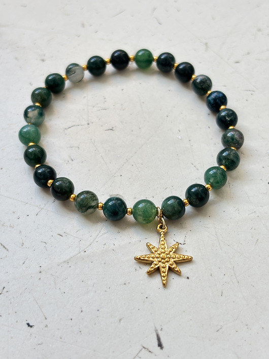 bransoletki z kamieni naturalnych Bransoletka na gumce Agat zielony