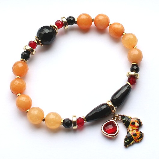 bransoletki z kamieni naturalnych Na wypalenie i ochronę - agat ognisty, onyks, turmalin