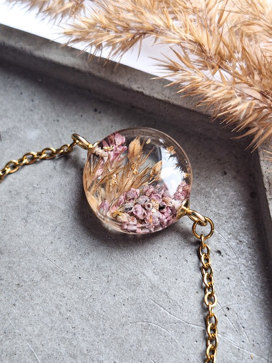 bransoletki z żywicy Bransoletka z żywicy suszone kwiaty polne