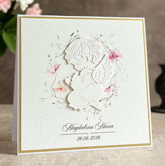 kartki, zaproszenia na chrzest Kartka na chrzest w ozdobnej kopercie, 73d