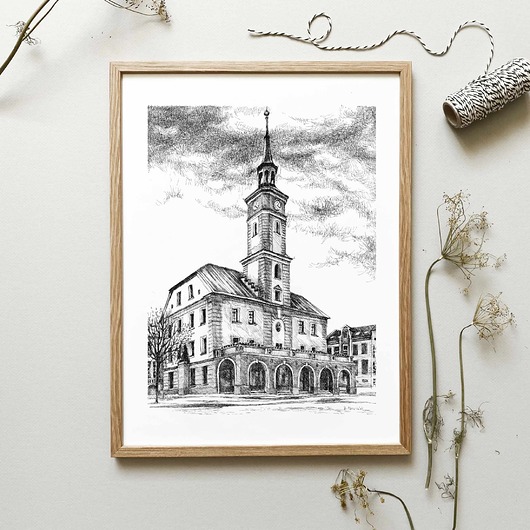 grafiki i ilustracje Ratusz w Gliwicach 30x40