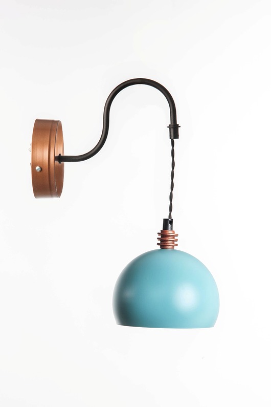 Kinkiet, lampa ścienna Tester błękit - miedź Home Design