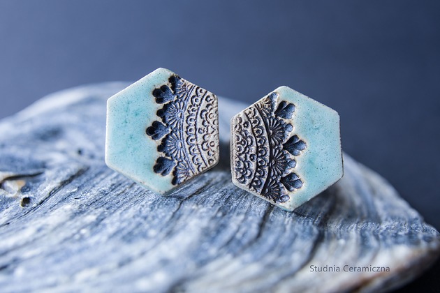 kolczyki ceramiczne Kolczyki z mandalą