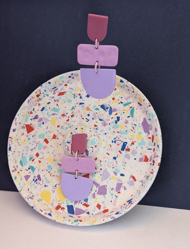 kolczyki z masy plastycznej Kolczyki wiszące fioletowe