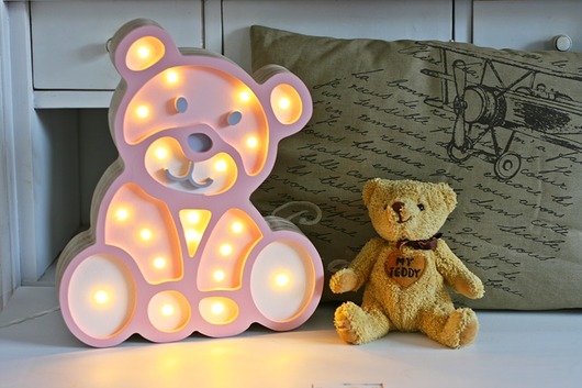 lampy do pokoju dziecka Lampa drewniana LED do dziecięcego pokoju - MIŚ